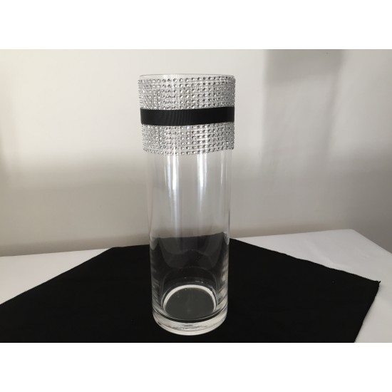 Vase cylindrique en verre transparent 16 po